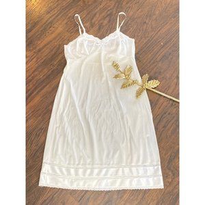 Vintage Adonna 38 Nylon Slip Dress Nightgown Farmhouse Cottage Core Lace Trim